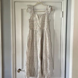 LOFT Smocked Ruffle Midi Dress